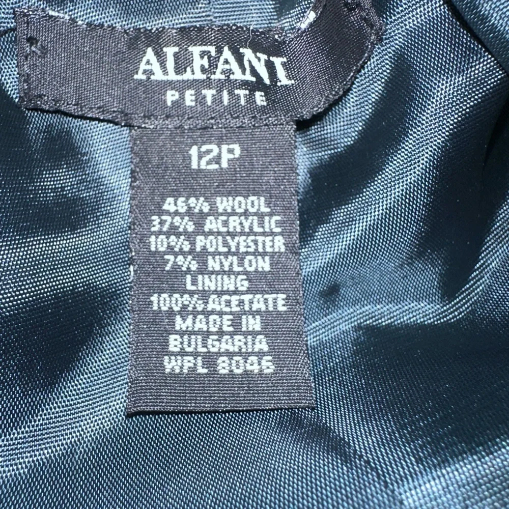 Alfani Petite Teal Blend Wool Career Blazer Zip Front Bolero Jacket size 12P - Picture 4 of 4